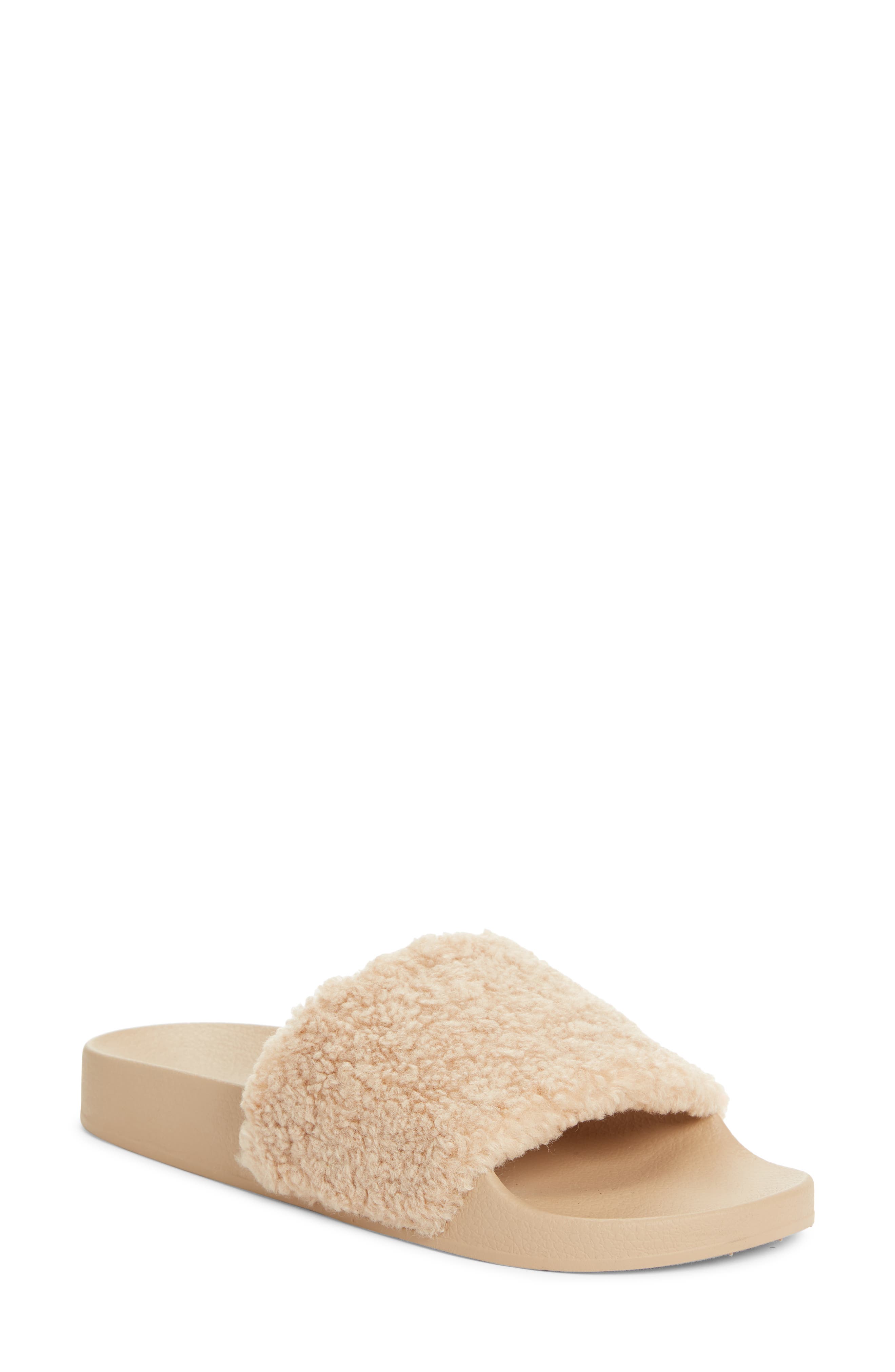 shear faux shearling slide slipper