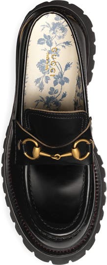 Gucci Lug Sole Horsebit Loafer Brown Women Shoes Ganebet Store