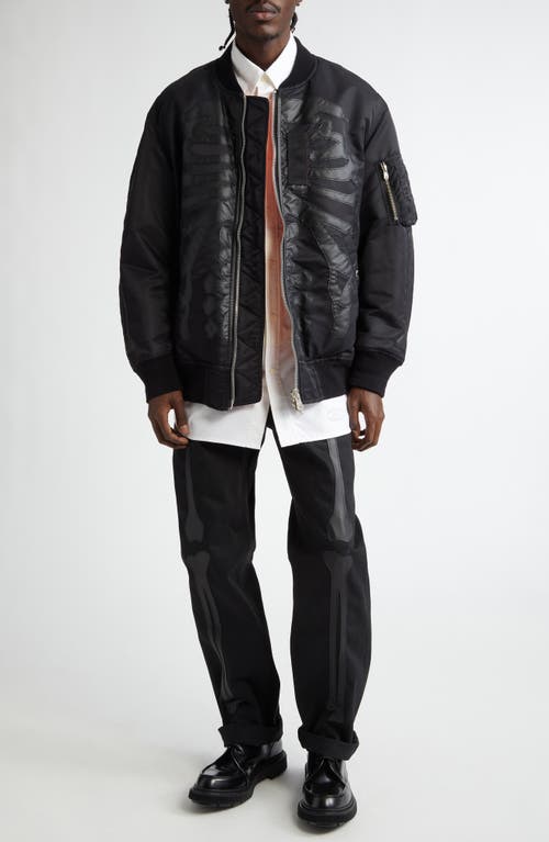 Takahiromiyashita The Soloist Black Flight Bomber Jacket In Black X Black Bone