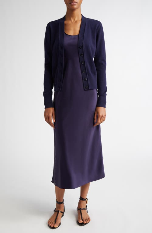 Michael Kors Collection U-neck Sleeveless Satin Midi Dress In Maritime