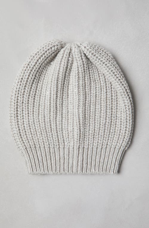 Shop Brunello Cucinelli Cashmere And Silk Beanie In Pearl Grey