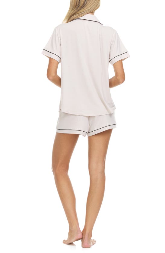 Flora By Flora Nikrooz Women's Annie Button Down Shorty Notch Pajama Set, 2 Piece In Beige