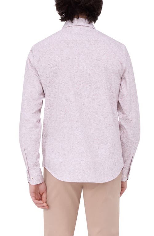 Shop Bugatchi James Ooohcotton® Heathered Button-up Shirt In Ruby