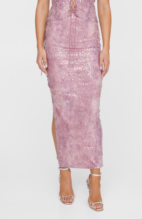 Shop Nasty Gal Sequin Lace-up Side Maxi Skirt In Pink