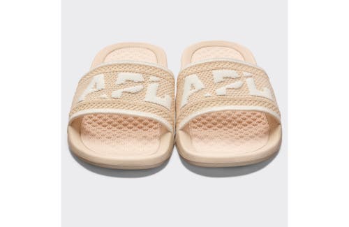 Shop Apl Athletic Propulsion Labs Big Logo Techloom Slide Sandals In Beach/ivory