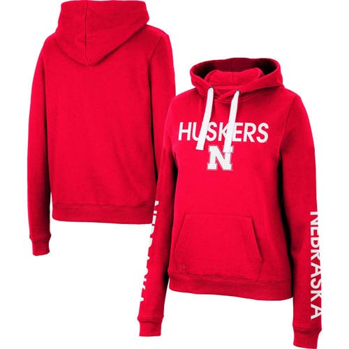 Women's Colosseum Red Nebraska Huskers 3-Hit Pullover Sweatshirt