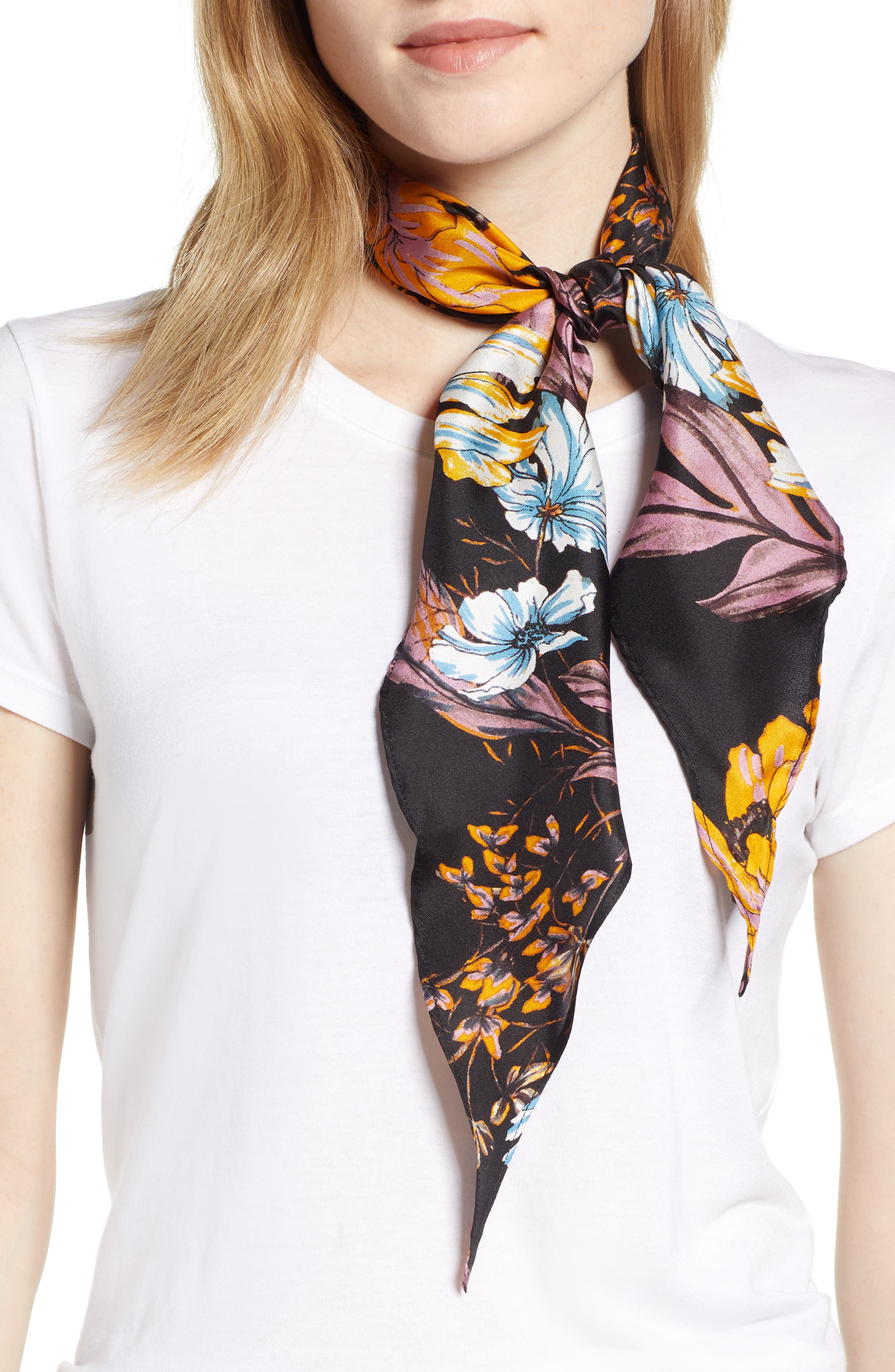 Halogen® Floral Print Silk Kite Scarf Nordstrom