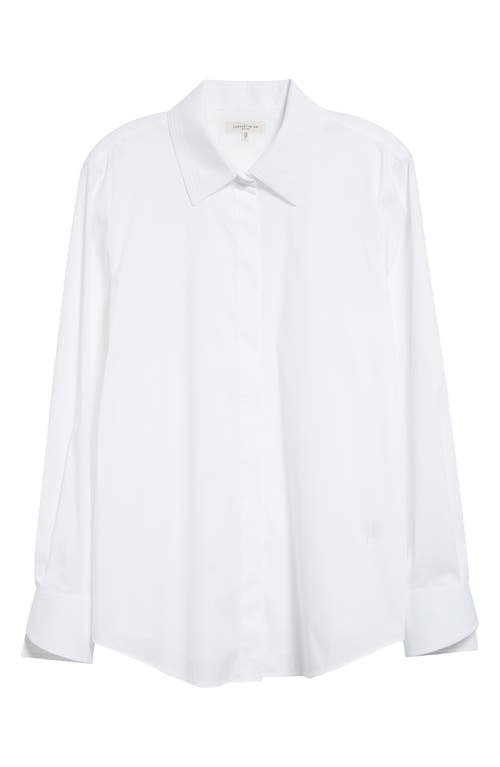 Shop Lafayette 148 New York Wright Cotton Blend Button-up Shirt In White