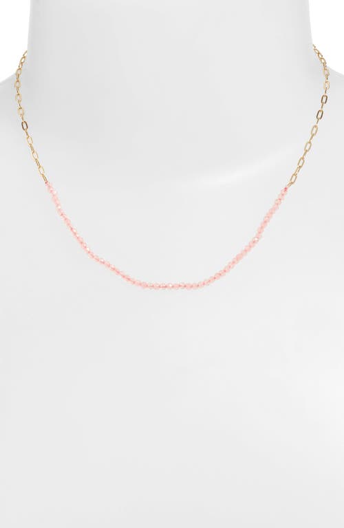 Shop Argento Vivo Sterling Silver Paper Clip Chain & Stone Frontal Necklace In Gold/rose Quartz