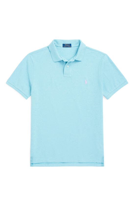 Shop Polo Ralph Lauren Basic Solid Cotton Polo Shirt In Turquoise Nova Heather