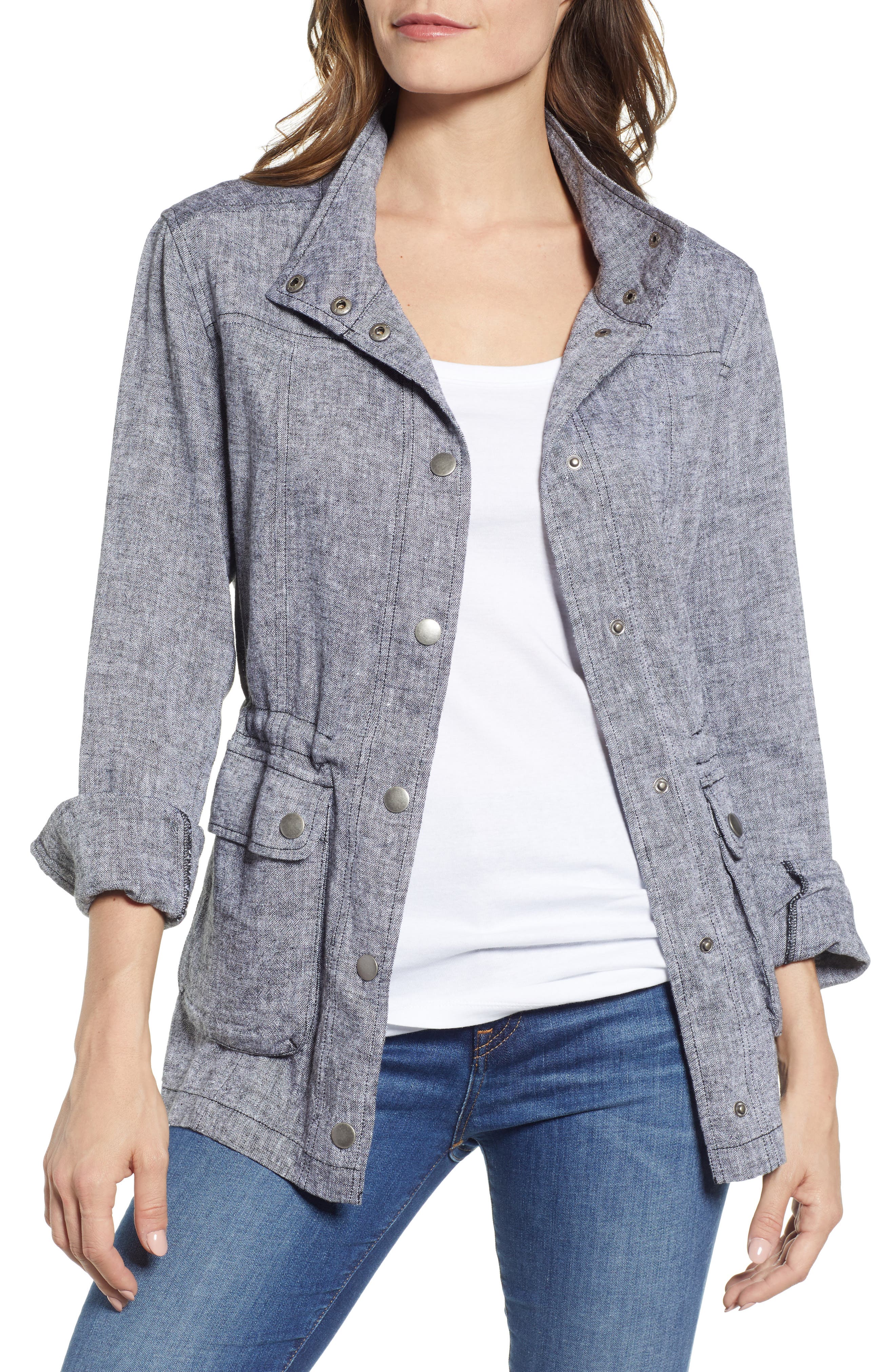 Caslon® Cinch Waist Utility Jacket (Regular & Petite) Nordstrom