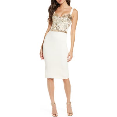 Dress The Population Silvia Bustier Midi Dress, Ivory