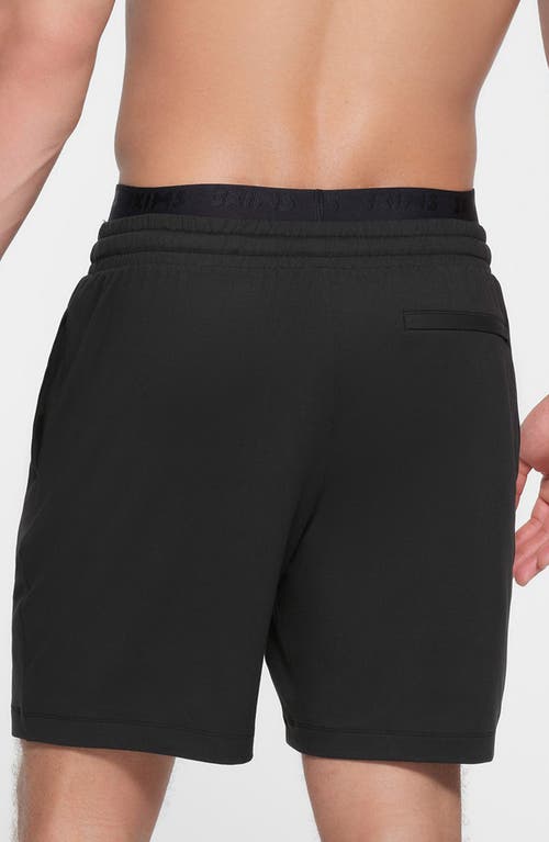 Shop Skims Outdoor Jersey Sweat Shorts In Onyx