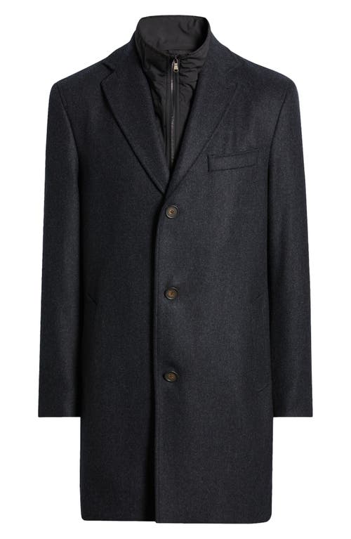 Shop Jack Victor Delroy Wool Topcoat With Removable Bib In Charcoal