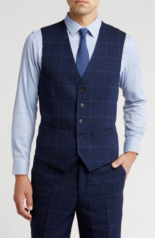 Gino Vitale Slim Fit 3-piece Blue Check Suit In Midnight Blue