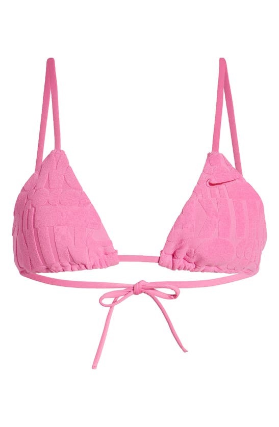 Shop Nike Retro Flow Triangle Bikini Top In Playful Pink