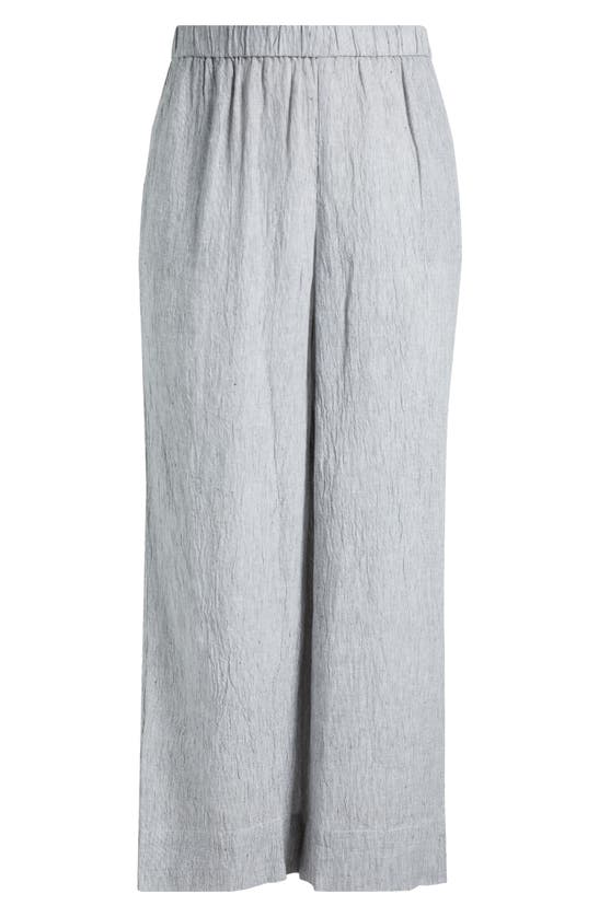 Shop Eileen Fisher Organic Linen Wide Leg Pant In White/ Black