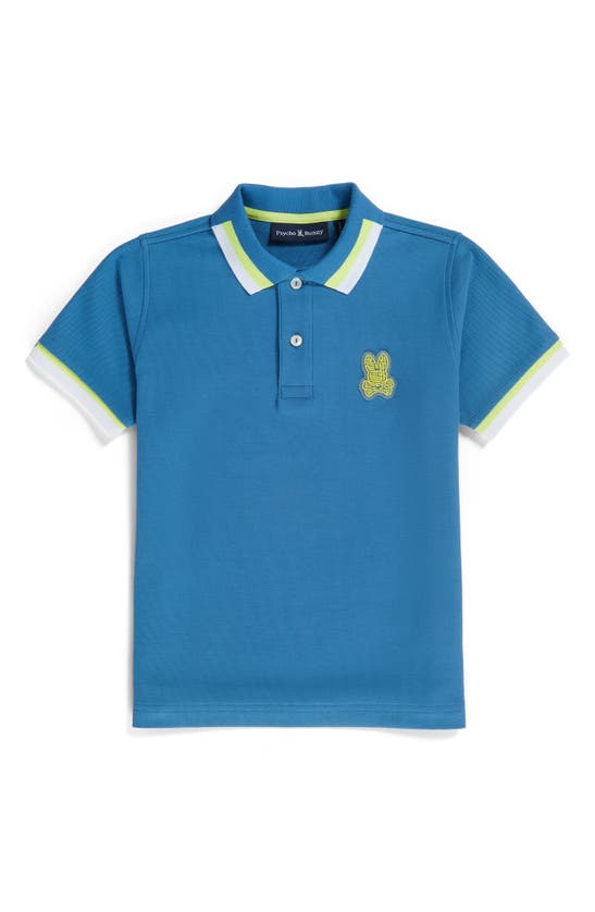 Psycho Bunny Kids' Pisani Tipped Piqué Polo In Yale Blue
