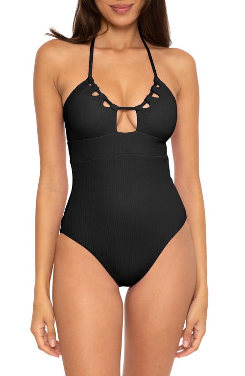 Becca Pucker Up Cutout One-Piece Swimsuit in Black