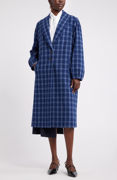 Shop Nordstrom X Harlem's Fashion Row House Of Aama Harbor Shawl Pleat Coat In Blue Indigo Byron Check