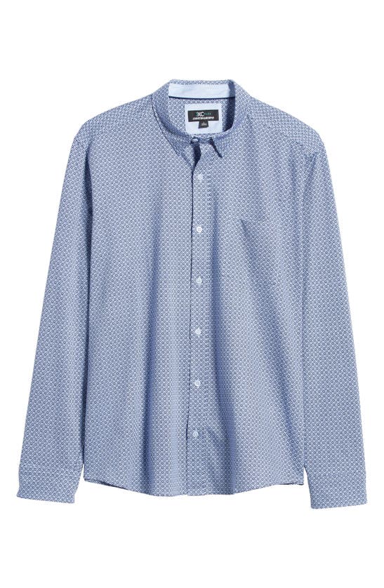 Shop Johnston & Murphy Xc Flex Stretch Button-up Shirt In Blue Diamond Grid Print