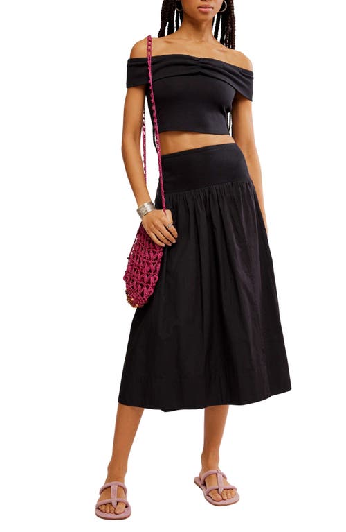 Free People Cooler in Capri Off the Shoulder Top & Skirt in Solid Black at Nordstrom, Size Medium