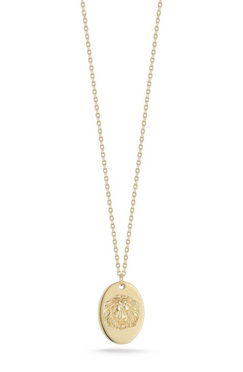 14K Gold Lion Pendant Necklace