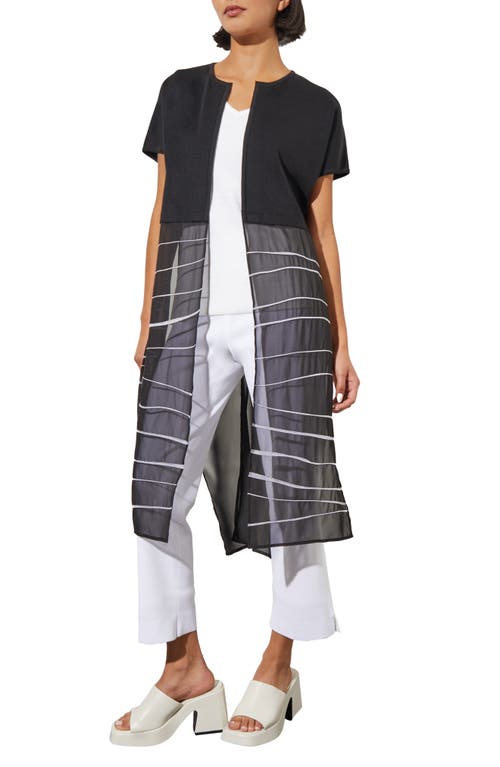 Shop Ming Wang Landscape Short Sleeve Mix Media Duster In Black/white