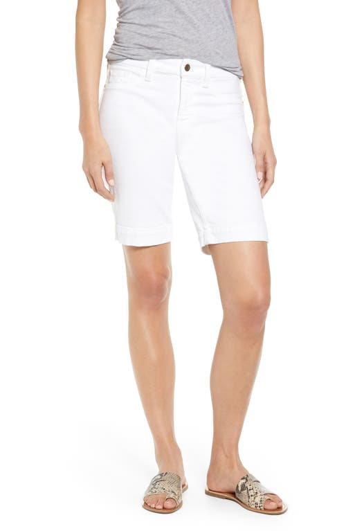 High Waist Denim Bermuda Shorts in White