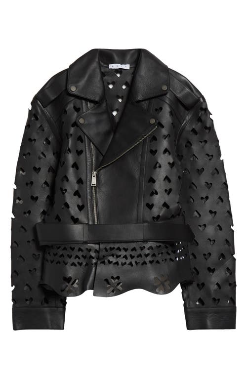 AREA AREA HEART CUTOUT LEATHER MOTO JACKET 