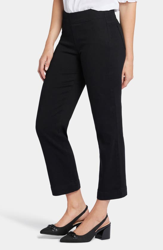 Shop Nydj Bailey Pull-on Ankle Relaxed Straight Leg Jeans In Overdye Black