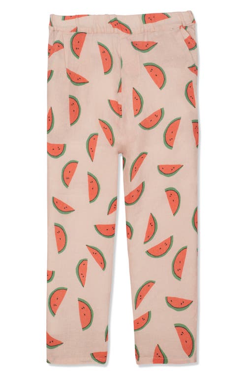 Mon Coeur Kids' Watermelon Print Linen Pants Misty Rose at Nordstrom,