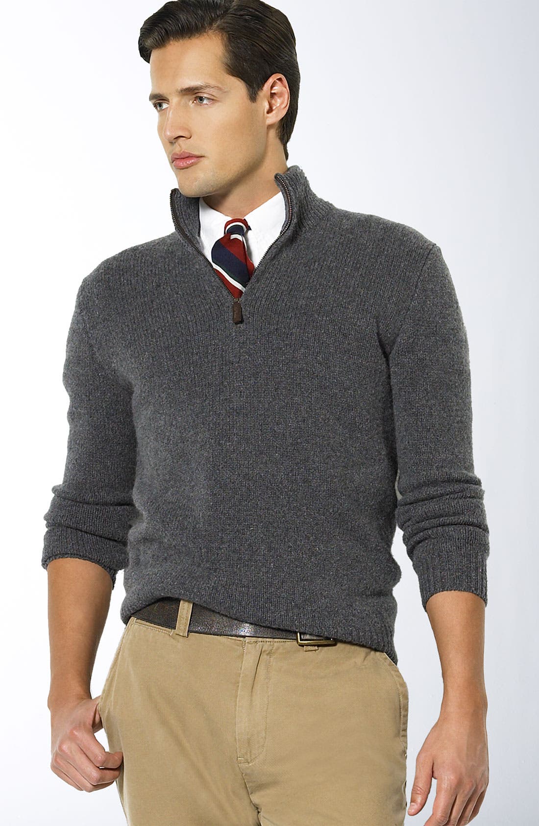 ralph lauren half zip sweater grey