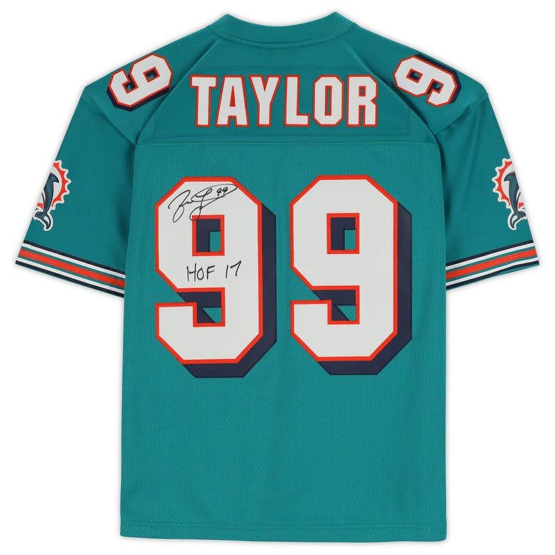 Jason Taylor Miami Dolphins Autographed Mitchell & Ness Teal