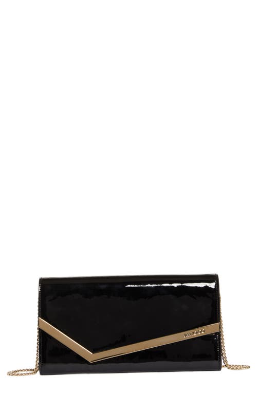 Shop Jimmy Choo Emmie Leather Clutch In Black/light Gold