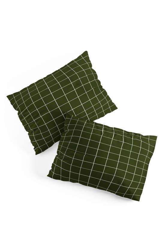 Deny Designs Grid Duvet Cover & Shams Set In Green