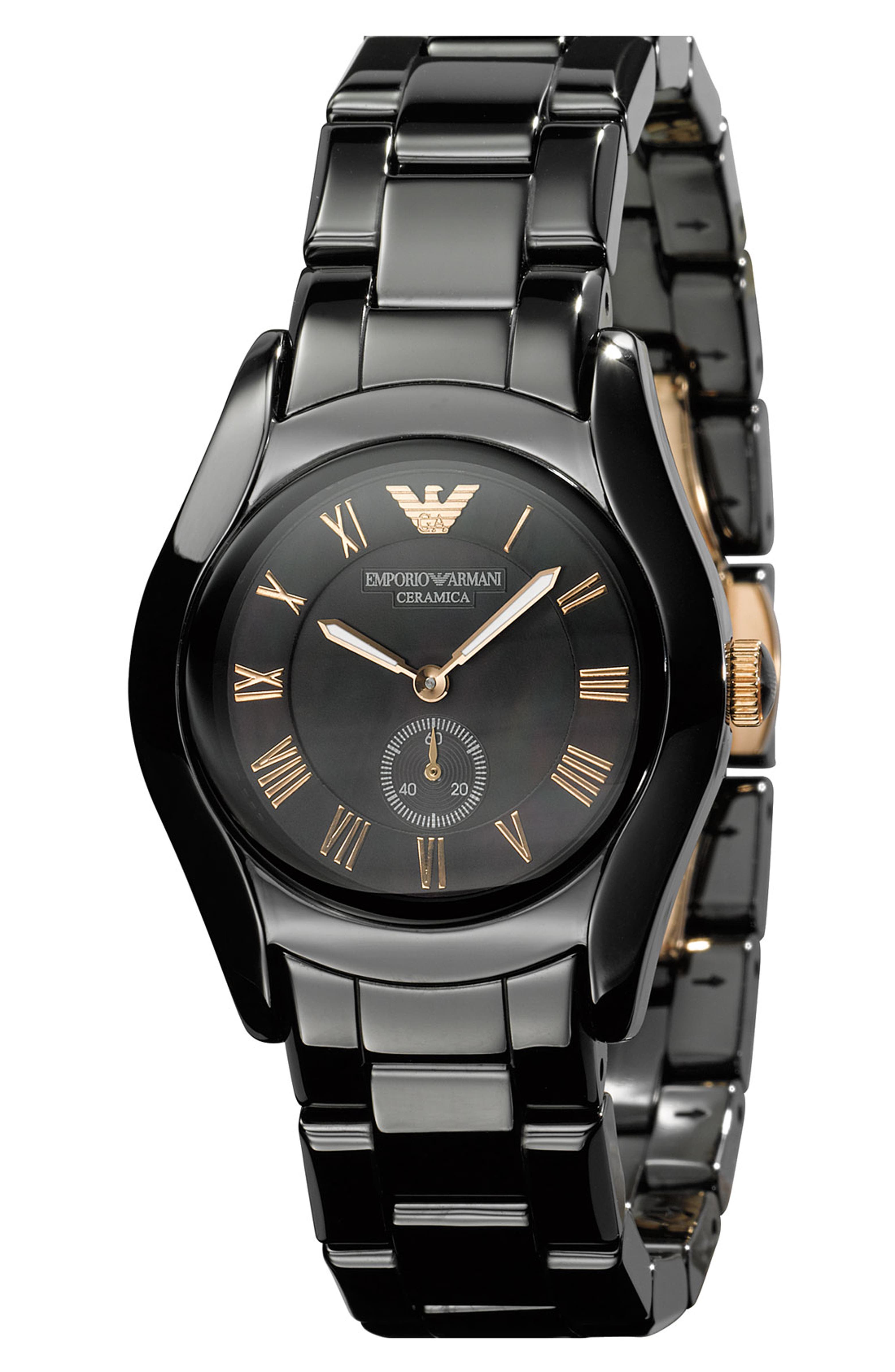 Emporio armani white and rose gold watch Clearance