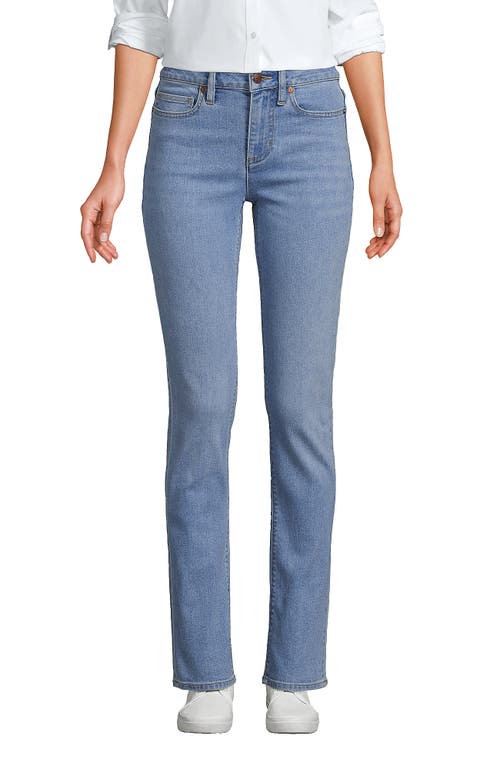 Shop Lands' End Recover Mid Rise Straight Leg Blue Jeans In Mellow Indigo