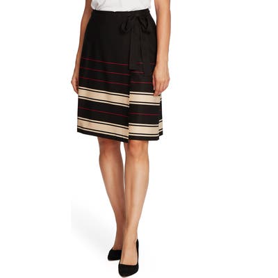 Vince Camuto Linear Plains Faux Wrap Skirt, Black