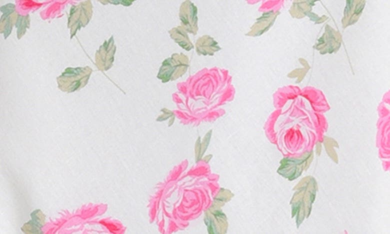 Shop Wayf Romeo Floral Linen Blend Midi Dress In Ivory Roses