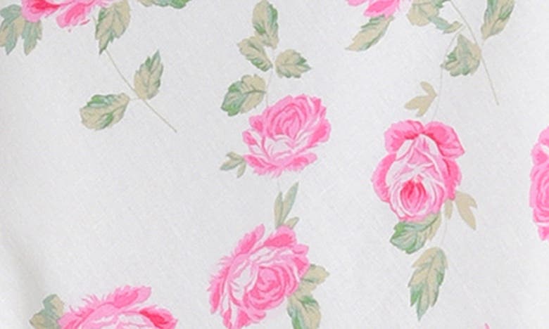 Wayf Romeo Floral Linen Blend Midi Dress In Ivory Roses