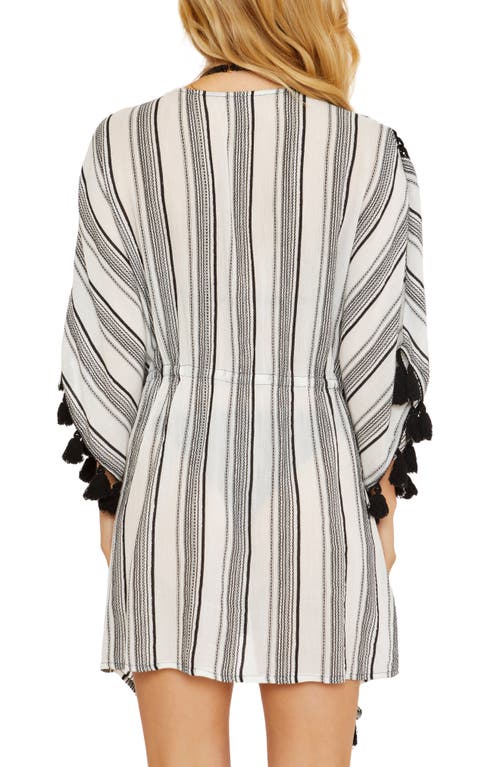 Shop Soluna Stripe Cotton Blend Cover-up In White/black