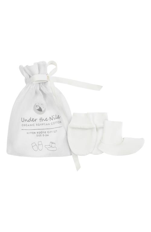 Under the Nile Two-Piece Organic Cotton Mittens & Booties in White at Nordstrom