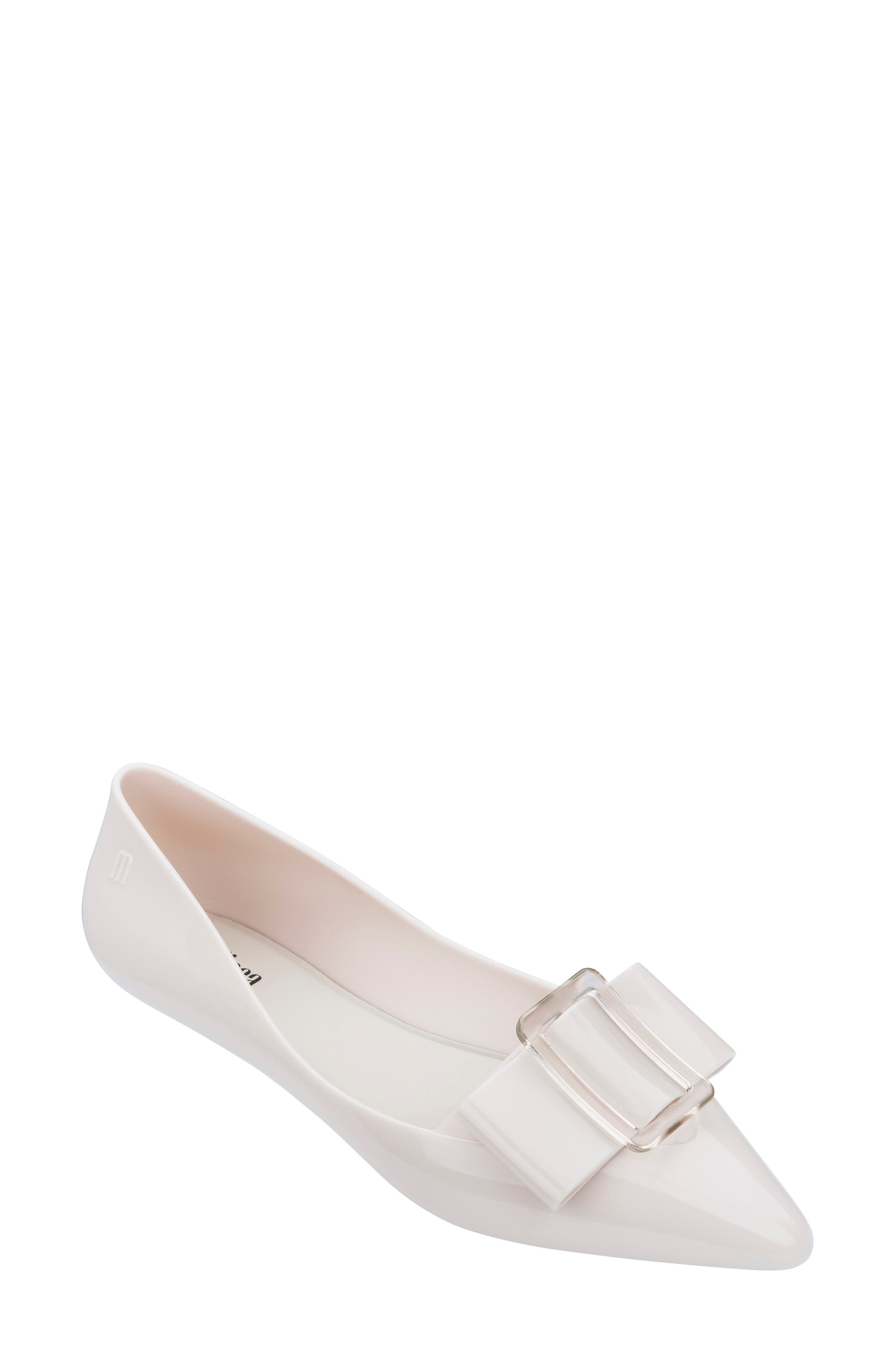 white pointed toe flats
