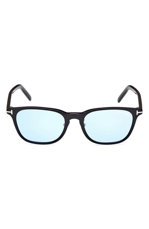 Shop Tom Ford 52mm Square Sunglasses In Shiny Black/blue