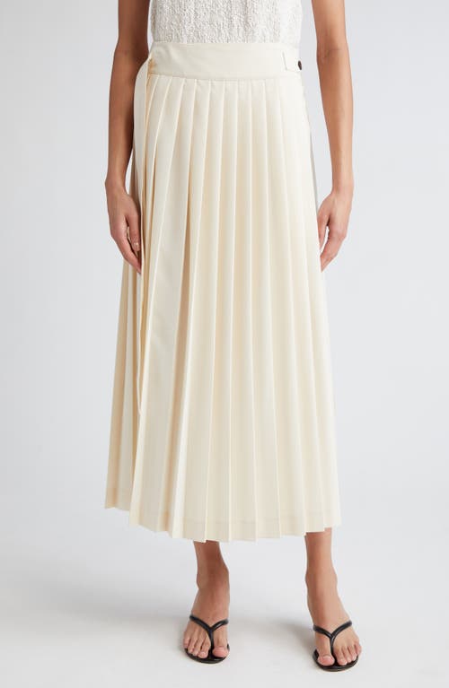 Róhe Pleated Wool Blend Wrap Skirt Cream at Nordstrom, Us