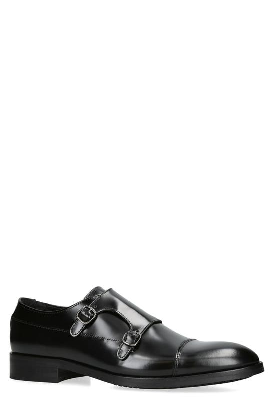 Shop Kurt Geiger Hunter Cap Toe Double Monk Strap Shoe In Black