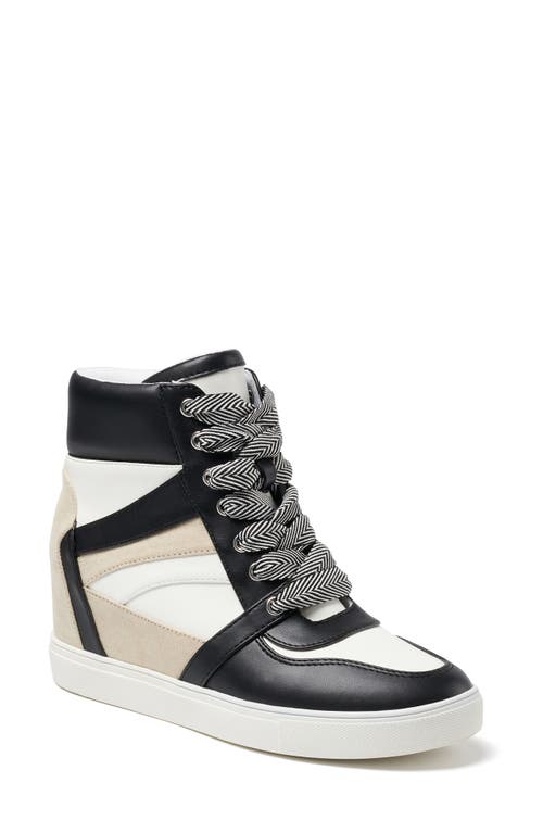 bcbg Jansy Wedge Sneaker Black-Bright White at Nordstrom,