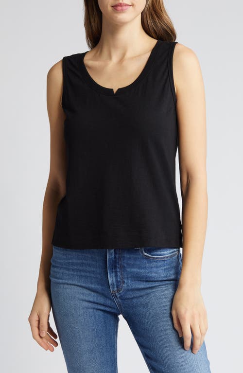 Notched Sleeveless Tank in Black