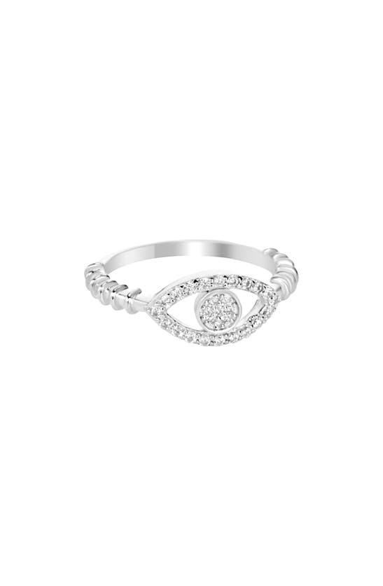 Shop Liza Schwartz Evil Eye Pavé Cz Ring In Silver